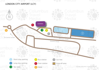 Carte du terminal et de l'aeroport London City (LCY)