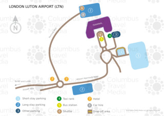 Carte du terminal et de l'aeroport London Luton (LTN)