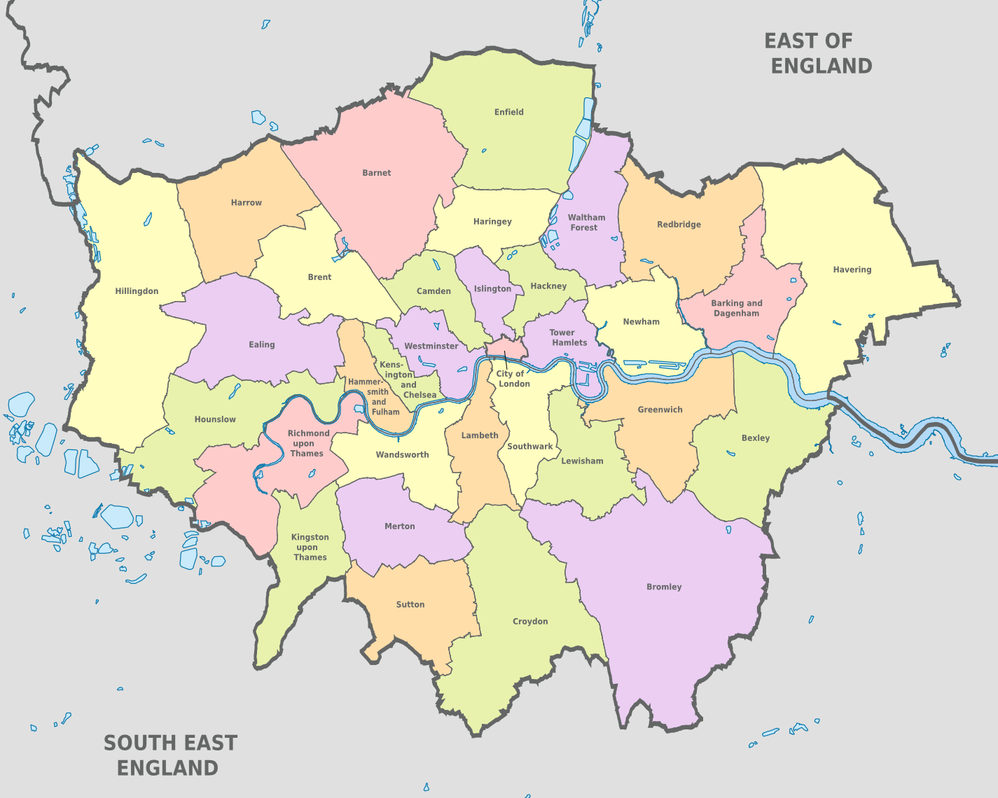 Plan et carte des 32 arrondissements (boroughs) et ...