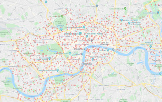 Carte des stations Santander Cycles de Londres