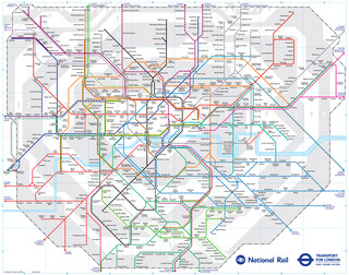 Carte du reseau de train de banlieue de Londres